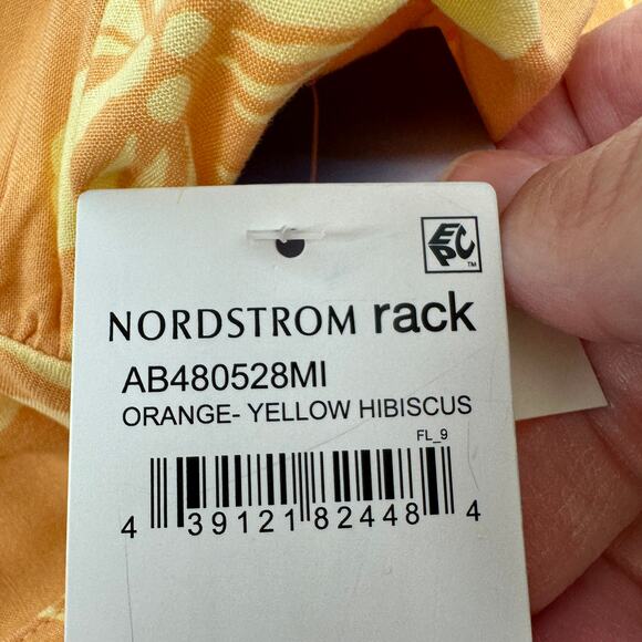 Abound Drop Waist Orange Yellow Tropical Hibiscus Floral Mini Skirt Summer Small - Picture 5 of 6